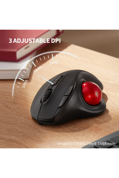 Zilvana Ergonomik Trackball Mouse Bluetooth 5.1 Sessiz Ayarlanabilir DPI Parmakla Kontrol Kablosuz & Şarjlı