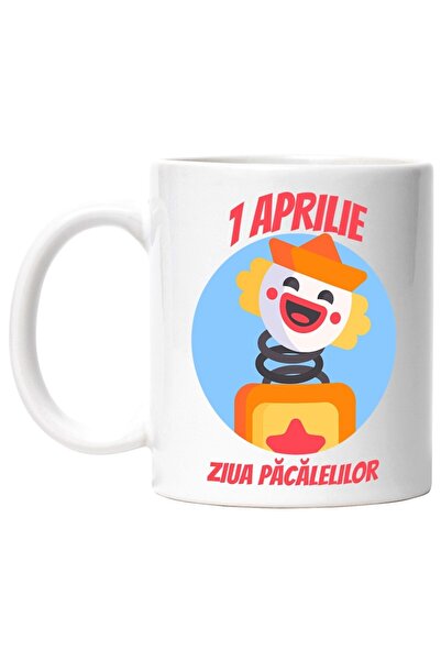 INOVATIX Cana alba personalizata, 1 aprilie ziua pacalelelor farse clovn, INO...