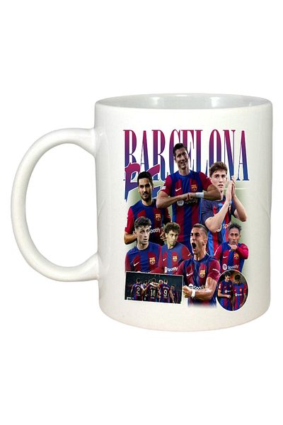 INOVATIX Personalized White Mug, Barcelona Celebration Cup, White Handle and Interior, ®. 330ml