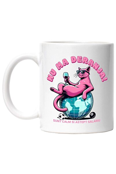 INOVATIX Cana alba personalizata, pisica cu pahar de vin, nu ma deranja, aste...