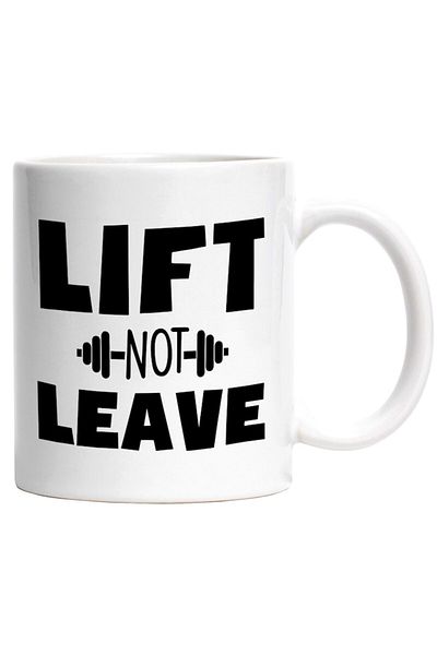 INOVATIX Personalized white mug, a dumbbell and the slogan Lift, not leave - lift, not leave, INOVATIX®. 330ml