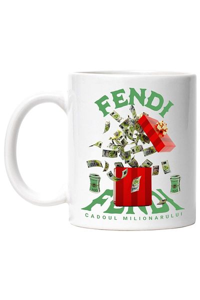INOVATIX Personalized white mug, _Fendi_ - Millionaire's Gift, INOVATIX®. 330ml