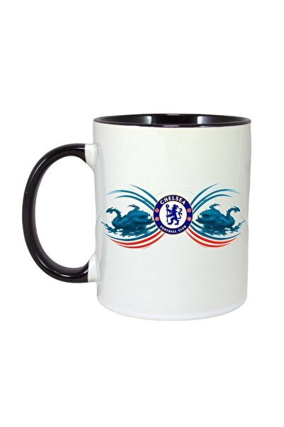 INOVATIX Εξατομικευμένη Λευκή Κούπα, Chelsea Fc Αγγλίας, Μαύρη Λαβή και Εσωτε...