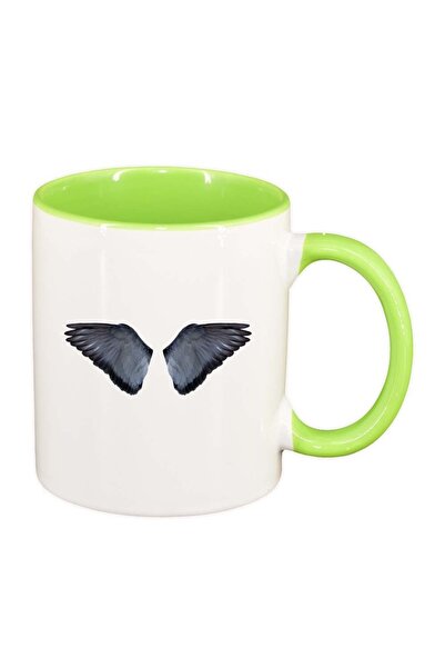 INOVATIX Персонализирана бяла чаша, Крила, светлозелена вътрешност, D952, INO...