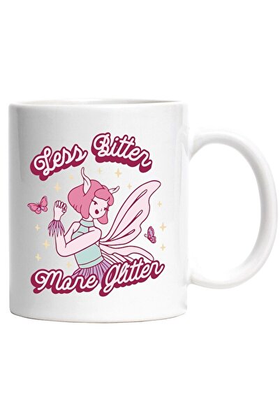 INOVATIX Εξατομικευμένη λευκή κούπα, αγγλικό μήνυμα Less Bitter More Glitter,...