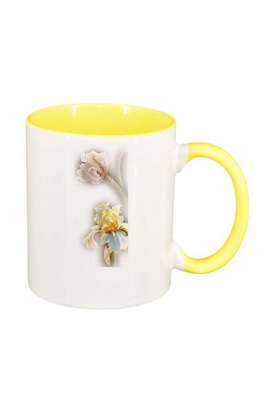 INOVATIX Personalized white mug, Flower, yellow interior, D254, INOVATIX®. 330ml