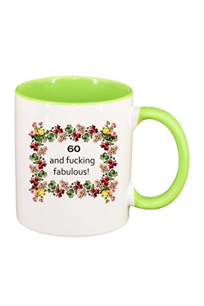 INOVATIX Εξατομικευμένη λευκή κούπα, Flowers, I`m fabulous, ανοιχτό πράσινο ε...