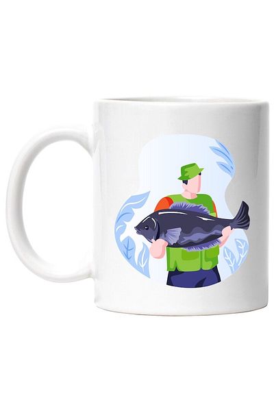 INOVATIX Personalized white mug, Fisherman, Fish, Vest, INOVATIX®. 330ml