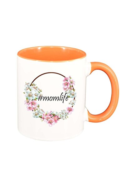 INOVATIX Персонализирана бяла чаша, Цветя, #momlife, оранжев интериор, D1041,...