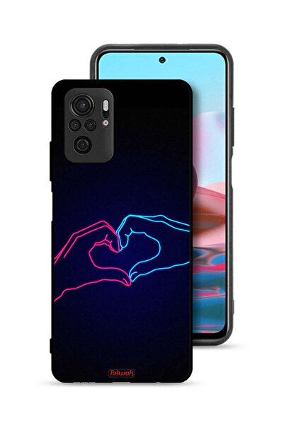 Tolwak Xiaomi Redmi Note 10S Protective Case Cover Touching Hand Making Heart