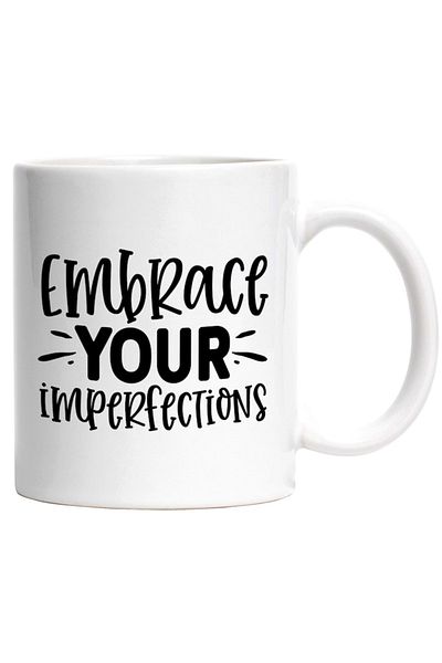 INOVATIX Personalized white mug, message that encourages you to embrace your imperfections, INOVATIX®. 330ml