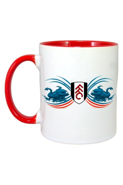 INOVATIX Εξατομικευμένη Λευκή Κούπα, Fulham Fc Αγγλίας, Κόκκινη Λαβή και Εσωτ...