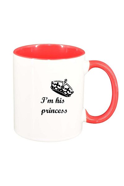 INOVATIX Personalized white mug, I`m his Princess, dark red interior, D915, INOVATIX®. 330ml