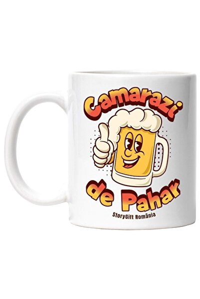 INOVATIX Cana alba personalizata, Camarazi de Pahar halba de bere fericita, I...