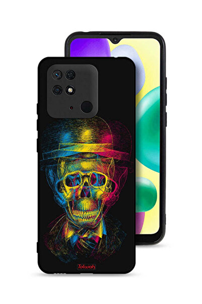 Tolwak غطاء حماية لهاتف شاومي ريدمي 10 سي بتصميم جمجمة وقبعة ملونة وفن خيالي