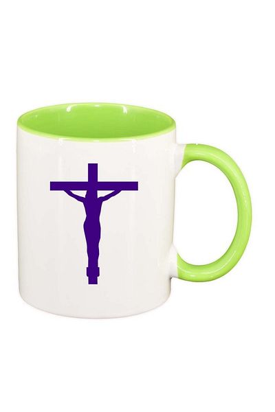 INOVATIX Personalized white mug, Christ, light green interior, D1095, INOVATIX®. 330ml