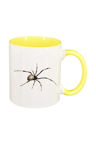 INOVATIX Personalized white mug, Spider, yellow interior, D308, INOVATIX®. 330ml