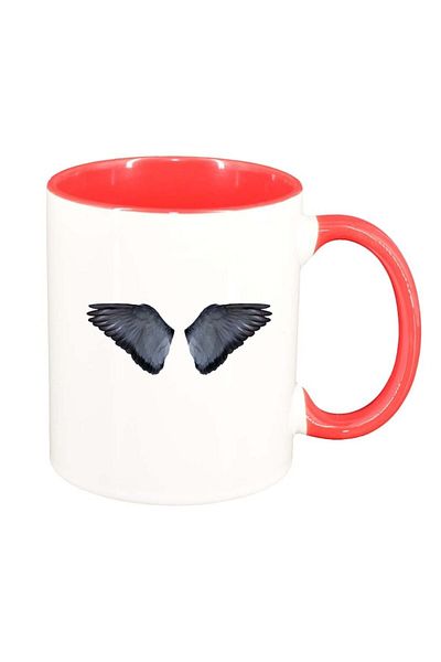 INOVATIX Personalized white mug, Wings, dark red interior, D952, INOVATIX®. 330ml