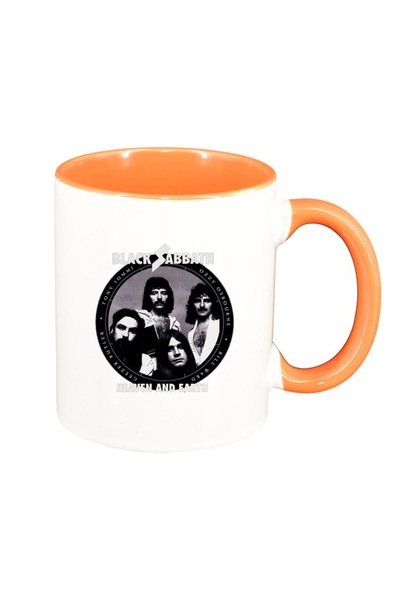 INOVATIX Персонализирана бяла чаша, Black Sabbath, оранжева вътрешност, D1443...