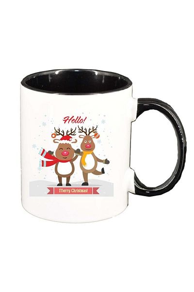 INOVATIX Personalized white mug, Merry Christmas, black interior, D1536, INOVATIX®. 330ml