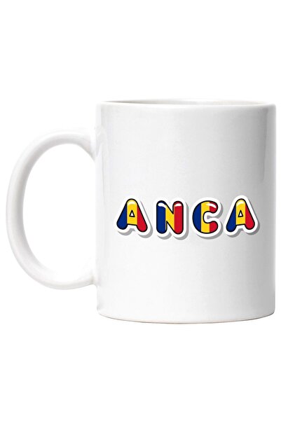 INOVATIX Cana alba personalizata, Numele Anca, Romania, Suporter, Steagul Rom...