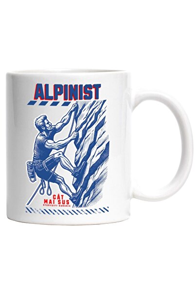 INOVATIX Cana alba personalizata, alpinist pe munte, sport motivational, cat ...