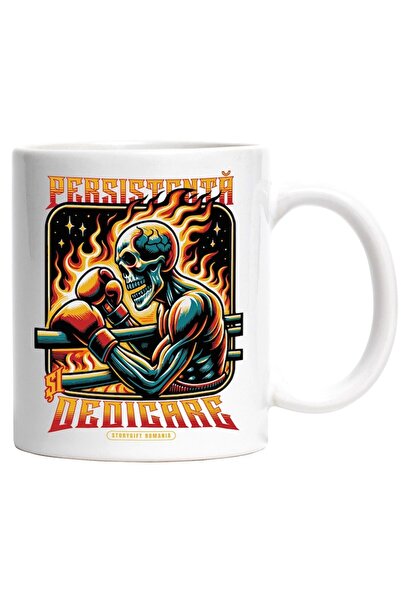 INOVATIX Cana alba personalizata, Schelete uman box in flacari persistenta, INOVATIX®. 330ml