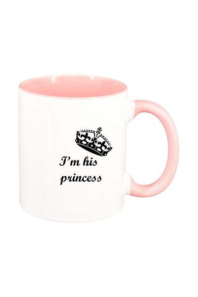 INOVATIX Cana alba personalizata, I`m his Princess, interior roz, D915, INOVATIX®. 330ml
