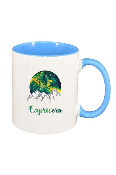 INOVATIX Personalized white mug, Zodiac, Capricorn, blue interior, D1392, INOVATIX®. 330ml