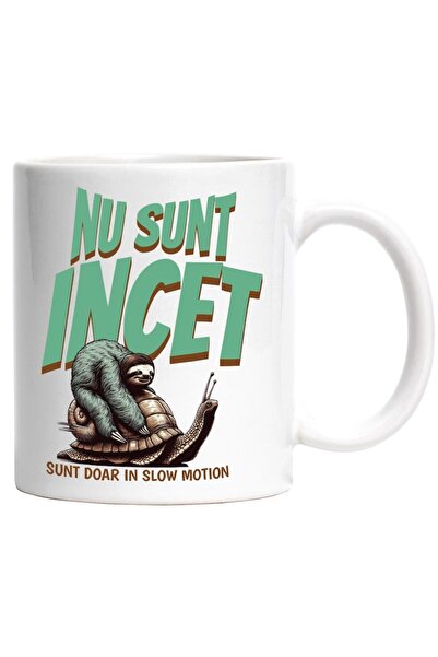 INOVATIX Cana alba personalizata, Animal Lenes Si Melc Nu Sunt Incet Doar In Slow Motion, INOVATIX®. 330ml