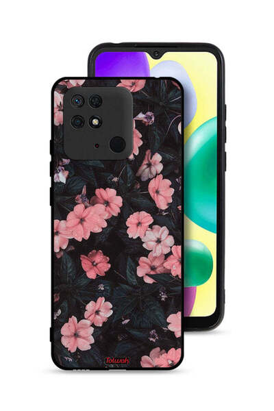 Tolwak غطاء حماية لهاتف شاومي ريدمي 10 سي - لون الخوخ والورود الصغيرة