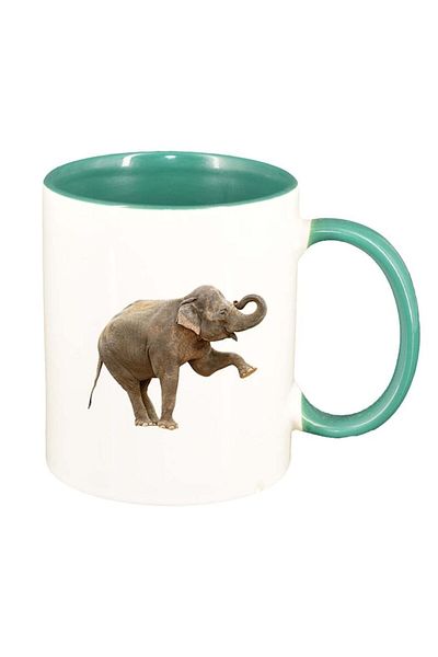 INOVATIX Cana albă personalizată, Elephant, interior verde, D421, INOVATIX®. 330ml