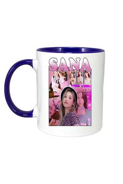 INOVATIX Cana Alba Personalizata, Formatia/trupa Sana, Maner Si Interior Albastru, ®. 330ml
