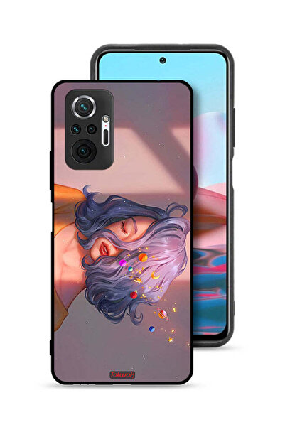 Tolwak Xiaomi Redmi Note 10 Pro 4G Protective Case Cover Girl And Space Art