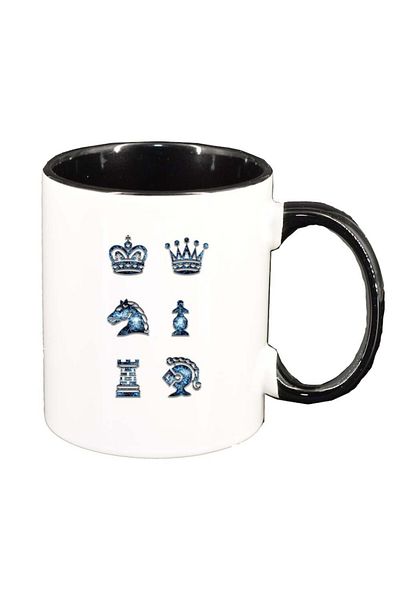 INOVATIX Personalized white mug, Chess figures, black interior, D975, INOVATIX®. 330ml