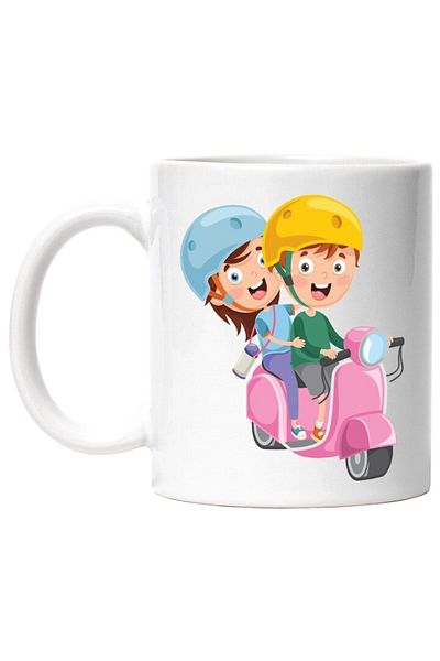 INOVATIX Cana alba personalizata, Scooter, Casca De Protectie, Termos, Calatorie, Condus, INOVATIX®. 330ml