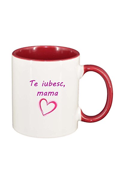 INOVATIX Cana alba personalizata, Te iubesc..., interior rosu, D1023, INOVATI...