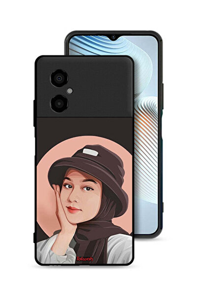 Tolwak غطاء حماية لهاتف Xiaomi Poco M4 5G برسومات فنية لطيفة لفتاة قبعة