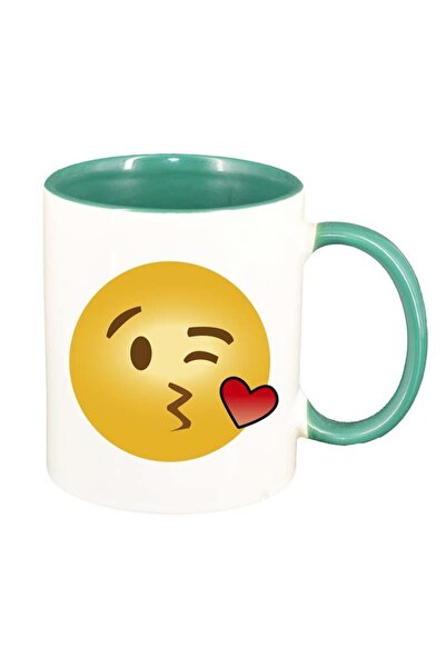 INOVATIX Cana alba personalizata, Emoji Kiss, interior verde, D27, INOVATIX®....