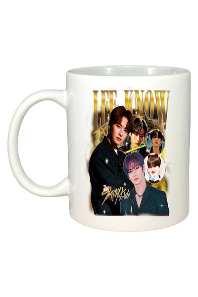 INOVATIX Personalized White Mug, Lee Know Band, White Handle and Interior, ®. 330ml
