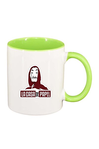 INOVATIX Εξατομικευμένη λευκή κούπα, La Casa De Papel, ανοιχτό πράσινο εσωτερ...