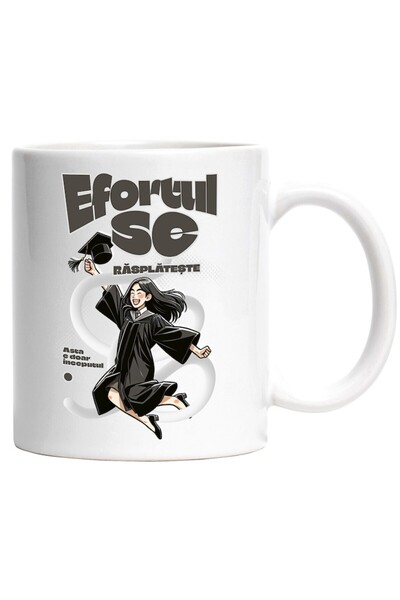 INOVATIX Cana alba personalizata, efortul se rasplateste femeie absolventa fa...