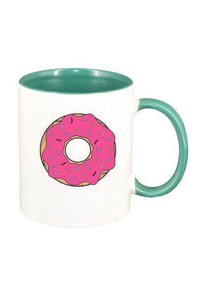 INOVATIX Personalized white mug, Doughnut, green interior, D415, INOVATIX®. 330ml