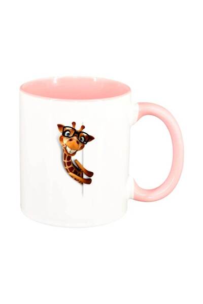 INOVATIX Cana alba personalizata, Girafa, interior roz, D275, INOVATIX®. 330ml