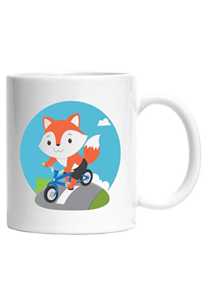 INOVATIX Cana alba personalizata, Vulpe, Bicicleta, Nor, Strada, INOVATIX®. 330ml