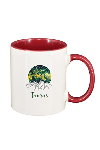 INOVATIX Cana alba personalizata, Zodiac, Taurus, interior rosu-inchis, D1391...