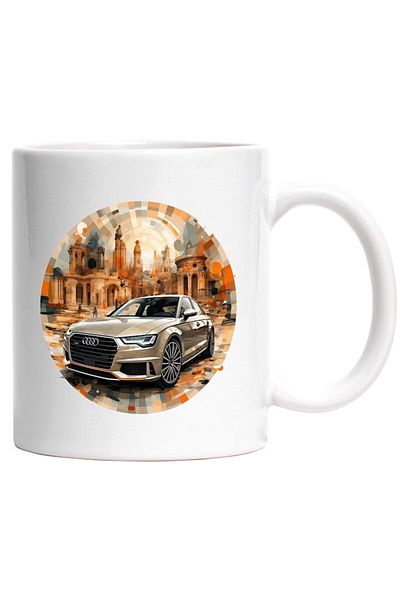 INOVATIX Personalized white mug, Car, Audi, Brand, City, Illustration, People, INOVATIX®. 330ml