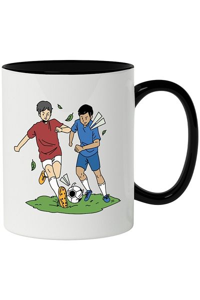 INOVATIX Personalized white mug, Kids, Football, Ball, Sports Lovers, with Black Handle, INOVATIX®. 330ml