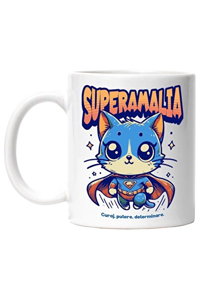 INOVATIX Εξατομικευμένη λευκή κούπα, Super Amalia, Υπερήρωας, Ιπτάμενη Γάτα, ...