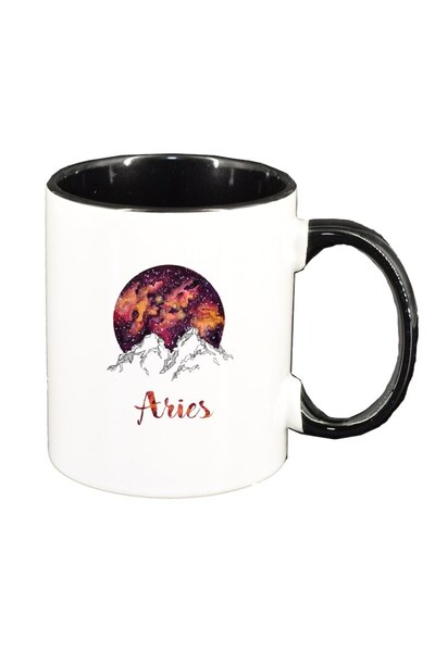 INOVATIX Cana alba personalizata, Zodiac, Aquarius, interior negru, D1384, INOVATIX®. 330ml